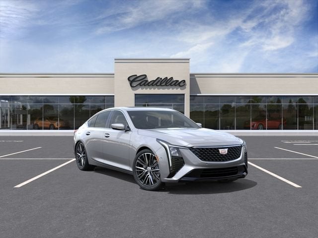 2026 Cadillac CT5 Premium Luxury in Argent Silver Metallic — front three-quarter view
